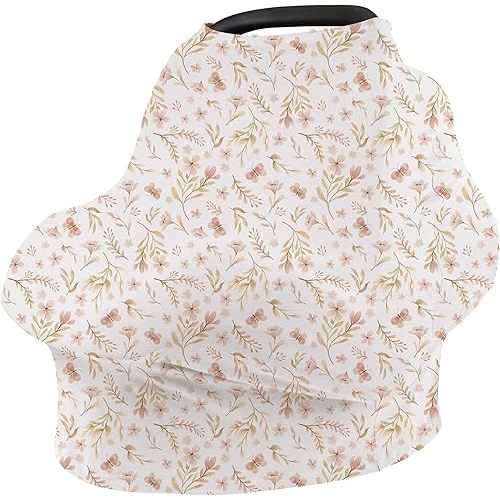 Konssy Baby Car Seat Covers- Multi-use Carseat Canopy for Babies, Stretchy Infant Carseat Cover Boy, Shower Gifts for Unisex Boys and Girls