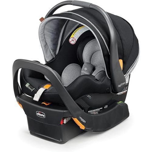 Chicco KeyFit® Max Zip ClearTex® Infant Car Seat and Base, Rear-Facing Seat for Infants 4-30 lbs., Infant Head and Body Support, Compatible with Chicco Strollers, Baby Travel Gear | Apex/Black