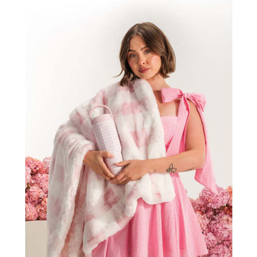Minky Couture | Pink Gingham Blanket (Adult)