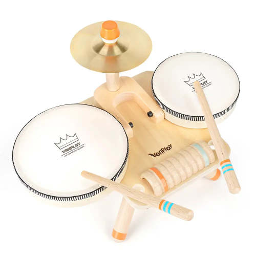 Tiny Band Beginners – Wooden Musical Toys 5-in-1 Drum Set – Joyreal