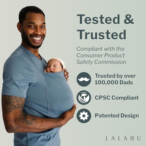 Lalabu The Dad Shirt | Hands-Free Baby Carrier for Dad with Kangaroo Pouch | Engineered for Bonding, Safety, & Comfort for Newborns Up to 15 Lbs. | CPSC Compliant - Natural - XL