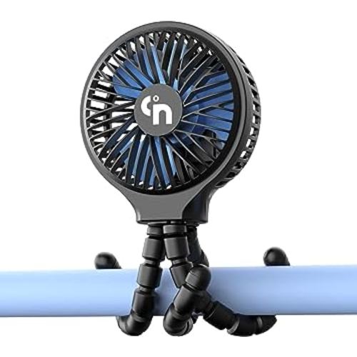 WEGA Stroller Fan Rechargeable Portable Fan Battery Operated Car Seat Baby Fan,3 Speeds Clip on Fan,USB Personal Fan for Crib Treadmill HomeOffice and Travel (Black)
