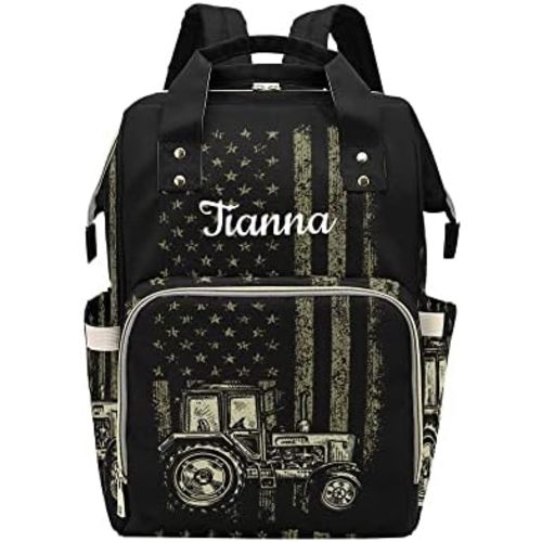 American Flag Car Truck Diaper Bags with Name Waterproof Mummy Backpack Nappy Nursing Baby Bags Gifts Tote Bag for Women