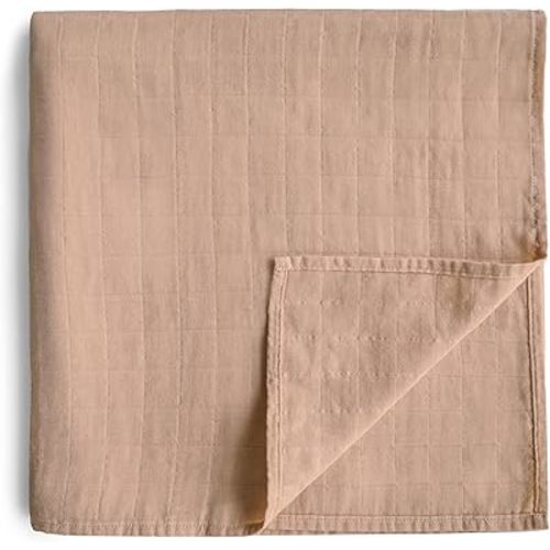 mushie Muslin Baby Swaddle Blanket | 100% Organic Cotton (Natural)