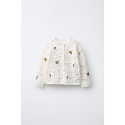 EMBROIDERED FLOWER OPENWORK CARDIGAN - Ecru | ZARA United States