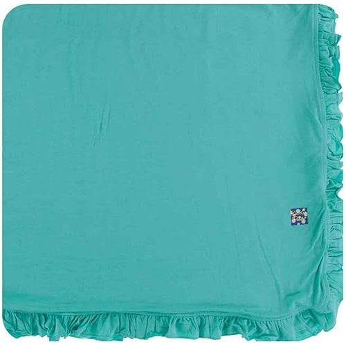 KicKee Pants Little Girls Solid Ruffle Toddler Blanket - Neptune, One Size