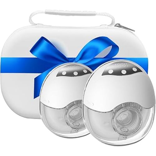 Breast Pump Hands Free Wearable Portable Electric Breast Pump with 4 Modes & 12 Levels, Rechargeable & Smart Display Double Breastfeeding Pump, 24/21/19mm Flange, 2 Pack