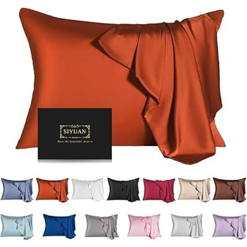 Mulberry Silk Pillowcase for Hair and Skin,Cooling Silk Pillow Case with Hidden Zipper,Allergen Proof Dual Sides Soft Breathable Smooth Silk Pillow Cover for Women (Orange, Toddler)