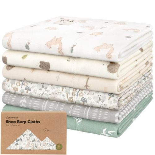 6pk Shea Baby Burp Cloths for Baby Boys and Girls, Organic Burping Cloths for Babies, Newborn (Prairie)