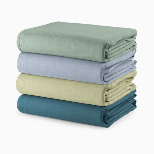 Muslin Swaddle Blankets Set (4 Pack) - Sage, Pacific Blue, Fern, Neptune
