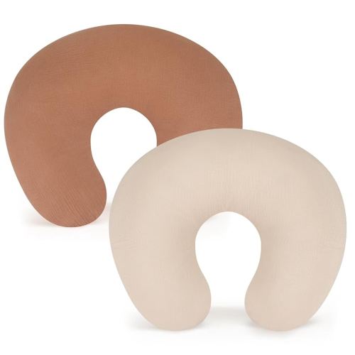 Accmor Muslin Nursing Pillow Covers, 100% Cotton Soft Nursing Covers for Breastfeeding Pillows, Slipcover for Baby Girls Boys Newborn, 2 Pack