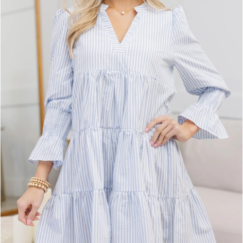 NURSING COLLECTION: In Your Happy Place Blue Striped Dress
