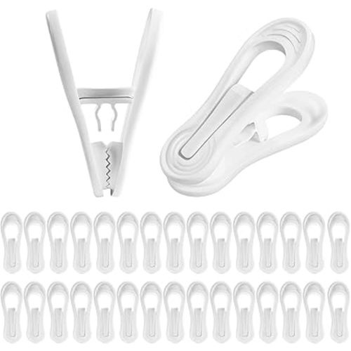 30 Pcs White Hanger Clips, Multi-Purpose Clips for Hangers, Finger Clips for Skirt Pant Hangers, Ideal for Jeans, Skirts, Sweaters & Pant
