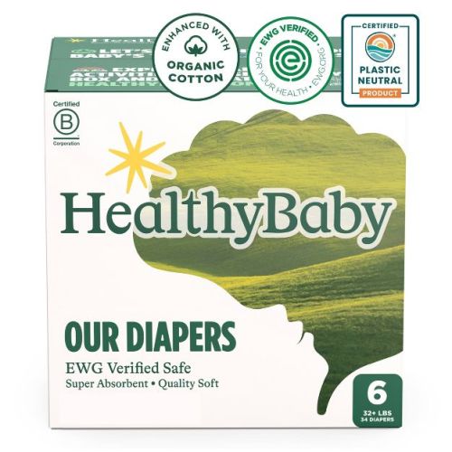 HealthyBaby Certified Safe Organic Cotton Enhanced Diapers - Size 6 - 34ct