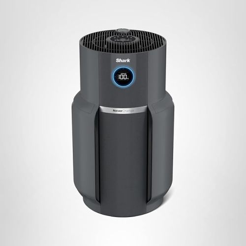Shark Air Purifier for Home, NeverChange Max, 1,300 sq. ft. for Large Room, Kitchen, Home Office, HEPA-Exceeding Filter, Captures Pollutants, Pet Dander, Dust, Odor, Smoke, and More, HP301, Grey