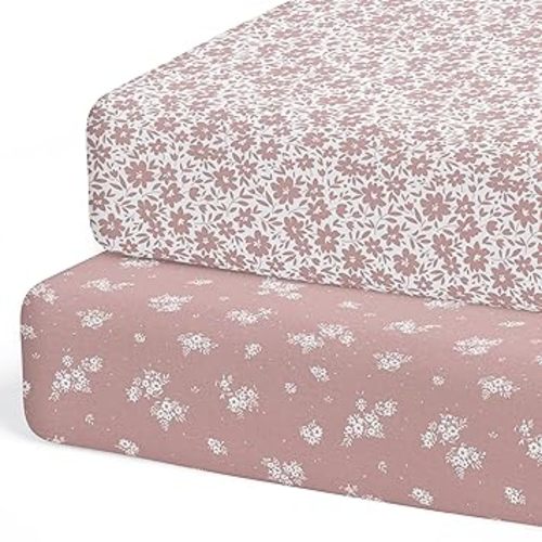 2-Pack Crib Sheet for Standard Crib Mattress (Antique Rose) - Premium Fitted Sheets - Buttery Soft Cotton Blend - Crib Sheets