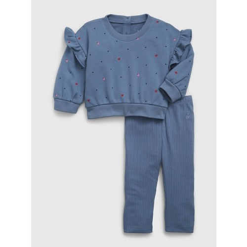 Baby Ruffle Two-Piece Outfit Set in bainbridge blue, size: 0-3 M