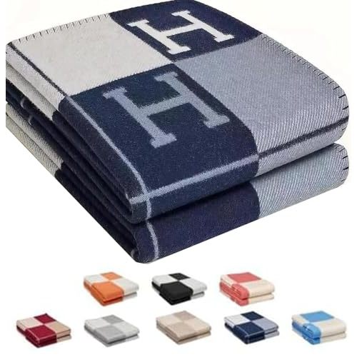 h Blanket 2026 Upgrade Thick Knitted Throw Blanket for Couch Soft Throw Blanket Faux Fleece Cashmere Plaid Warm Shawl for Girls, Christmas Birthday Gifts for Women Men Teen (Blue)