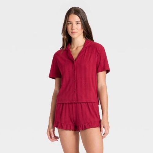 Women's Pointelle Notch Collar Shirt and Shorts Pajama Set - Wild Fable™