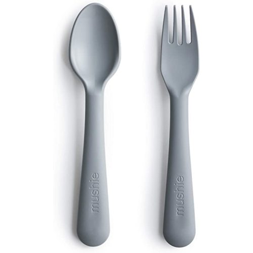 mushie Flatware Fork and Spoon Set for Kids | Made in Denmark (Cloud)