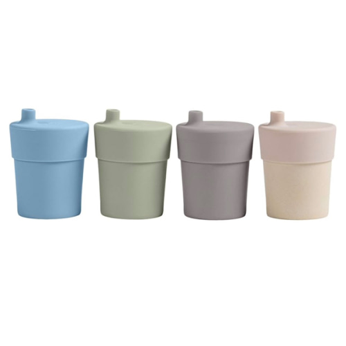 WeeSprout Bamboo Grow-With-Me Sippy Cups with Lids, 10 oz Set of Four, Babies Kids & Toddlers, Made With Bamboo & 100% Silicone, Bite Spout Design, Dishwasher Safe