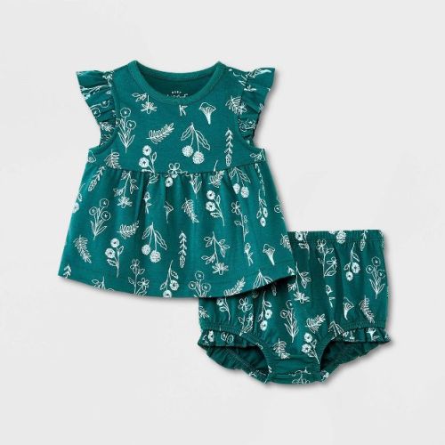 Baby Girls' Green Floral Top & Bottom Set - Cat & Jack™ Green