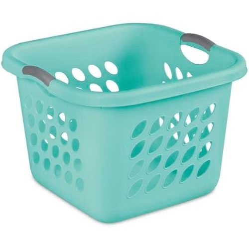 STERILITE Bushel Ultra Square Laundry Basket, Aqua Chrome