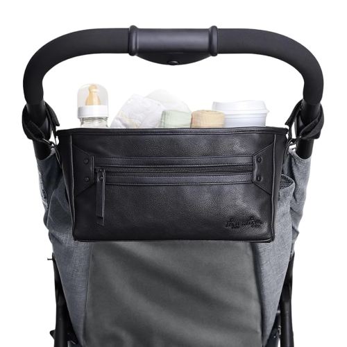 Itzy Ritzy Adjustable Stroller Caddy and Organizer Bag Featuring Front Zippered Pocket, 2 Built-in Interior Pockets & Adjustable Straps to Fit Nearly Any Stroller (Black)