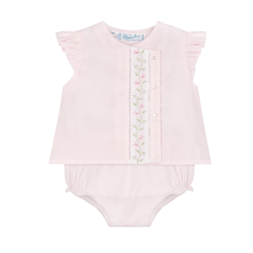 Pink Floral Vine Diaper Set
