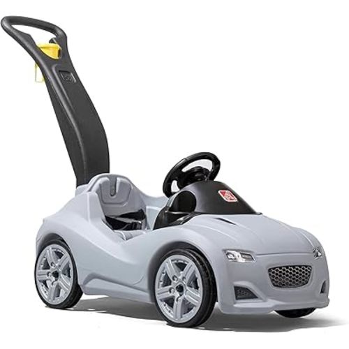 Step2 Whisper Ride Cruiser Kids Push Car, Ride On Toy, Stroller Substitute, Includes Seat Belt & Horn, Made of Durable Plastic, Max Weight 50 lbs., For Toddlers 1.5-4 Years Old, Gray
