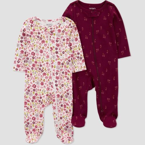 Carter's Just One You® Baby Girls' 2pk Printed Sleep N' Play - Dark Pink 3m
