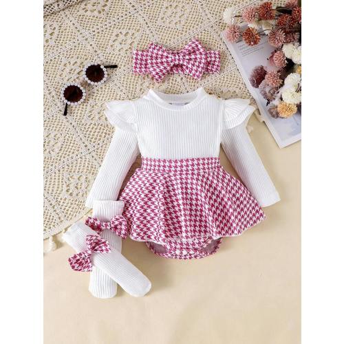 1pc Toddler Girls Cute Patchwork Long Sleeve Romper, For Spring/Autumn | SHEIN USA