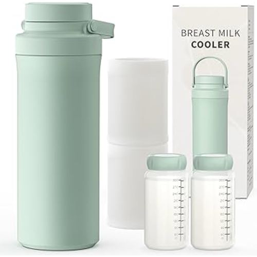 Xaproo 22oz Breast Milk Cooler Bottle, Portable Milk Cooler for Breastmilk with 360° Total Cooling for 24 Hours, Breastmilk Chiller with 2pcs Baby Bottles, Breastfeeding Essentials for Baby, BPA-Free