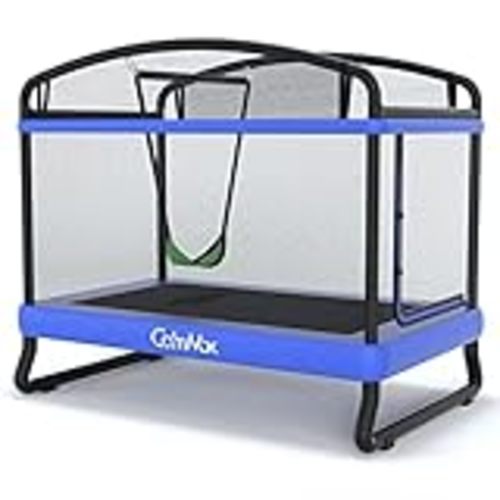 GYMAX 6FT Kids Trampoline with Swing, ASTM Approved Rectangle Recreational Trampoline with Enclosure Safety Net, Indoor/Outdoor Baby Toddler Play Combo Bounce, Birthday for Boy & Girl (Orange) : Sports & Outdoors