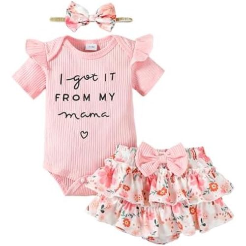 Mioglrie Newborn Infant Baby Girl Clothes Romper Shorts Set Floral Summer Outfits Cute Baby Clothes Girl
