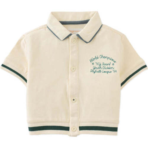 Baby Emman Button Down Polo, Offwhite - Size 18M