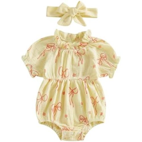 Newborn Baby Girl Muslin Bubble Romper Summer Clothes Vintage Ruffle Short Sleeve Infant Onesie Bodysuits Outfit