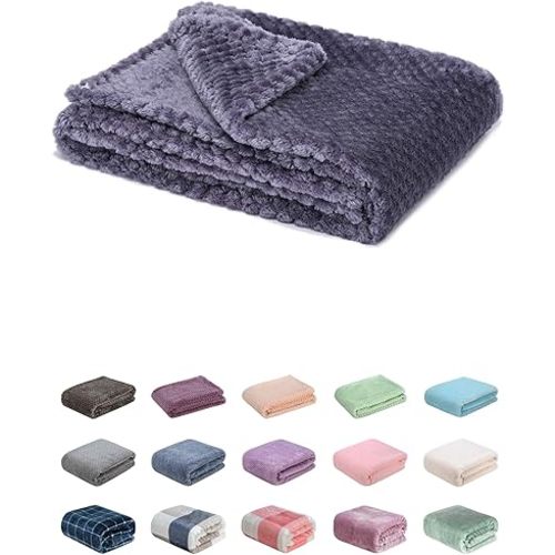 Fuzzy Blanket or Fluffy Blanket for Baby, Soft Warm Cozy Coral Fleece Toddler, Infant or Newborn Receiving Blanket for Crib, Stroller, Travel, Decorative(28Wx40L, Grape Purple)