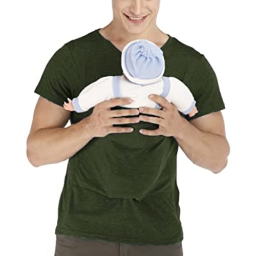 Men's Baby Carrier Soothe V Neck Short Sleeve Kangaroo T Shirt