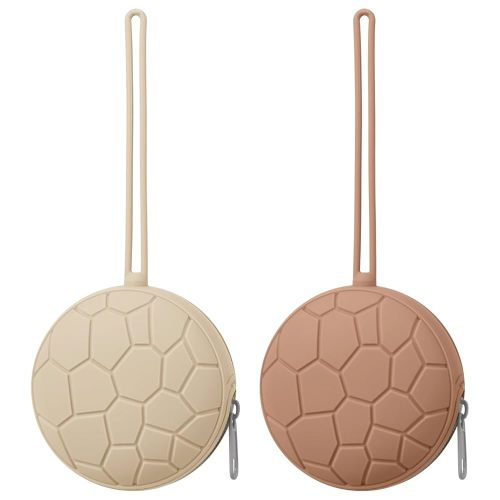 Silicone Pacifier Holder Case, BPA-Free Newborn Baby Silicone Pacifier Holder for Boys & Girls, Portable Silicone Pacifier Container Case (Sand/Natural)