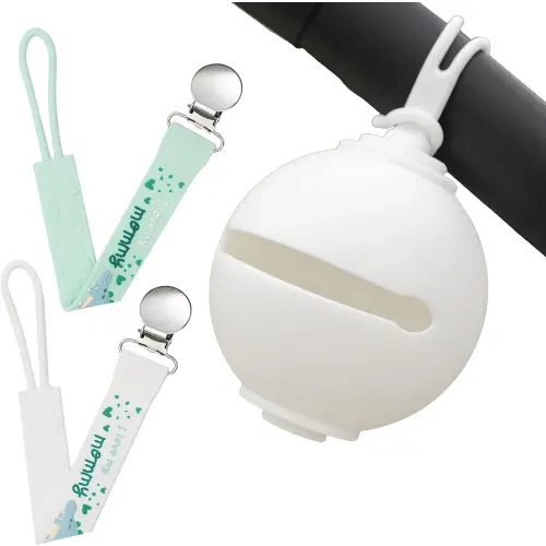 Pacifier Clip with Storage Case Strong Grip Silicone Pacifier Clip with Textured Back Universally Compatible Paci Clips with Carrying Case Baby Travel Essentials Baby Stuff – 10.6" L