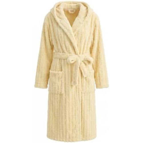 HEARTNICE Fuzzy Soft Robes for Women, Long Plush Hooded Robe Fluffy Warm Bathrobes