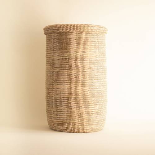Woven Basket, Laundry Hamper, Natural Boho Seagrass Basket with Lid - Beige (Large)