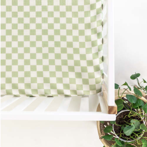 Mini Crib Sheet (Color: Green Checker)