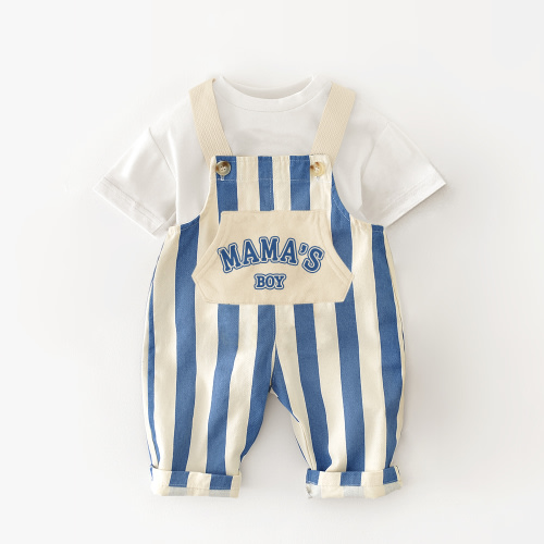 MAMA&#x27;S BOY Baby Slogan Overalls/ 2 Pieces Set