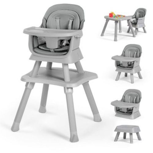 Kinder King 8 in 1 Baby High Chair, Coverts to Dining Booster Seat, Removable Tray & Double Seat Cover, Easy to Wipe, Wavy Grain