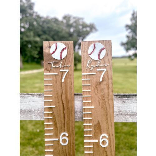 Personalized Sports Theme Family & Kids Growth Chart | Large Ruler 3d| Nursery Decor | Wood Wall Ruler