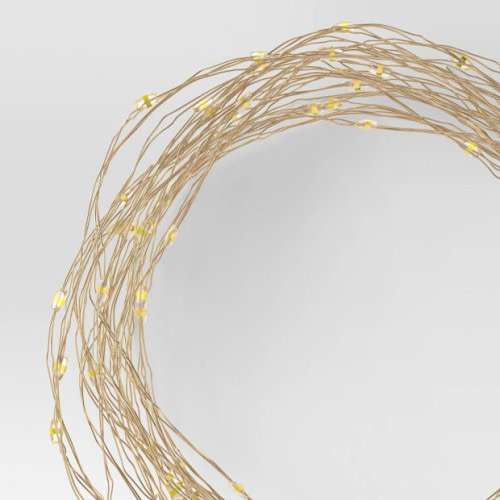 Room Essentials 10.5' 30ct. Battery Operated Twinkling LED Dewdrop Fairy String Lights Warm White with Wire