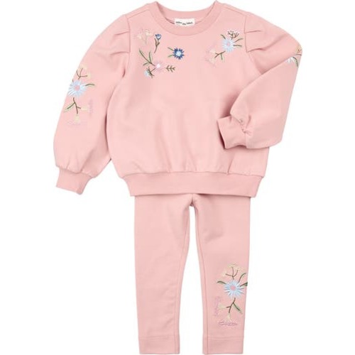Floral Embroidered Cotton Sweatshirt & Leggings Set, 9M