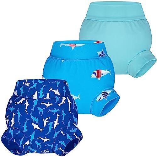 BIG ELEPHANT Baby Swim Diapers 3pcs, Reusable Adjustable Washable Waterproof Swimming Diaper for Boy's and Girl's 6Months - 5 Years